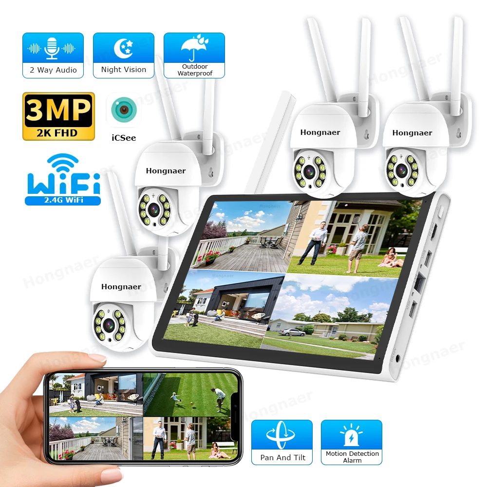 Home Security With Camera - 2026 Hongnaer 3MP 4 Channel WiFi