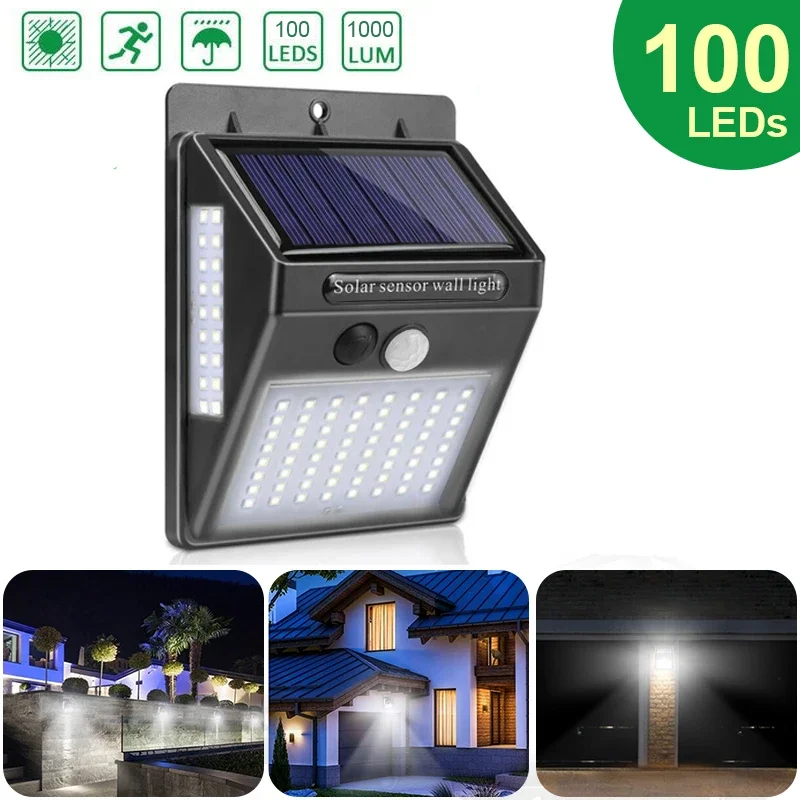 Home Security Yard Sensors - Outdoor Solar 100 LED PIR Motion