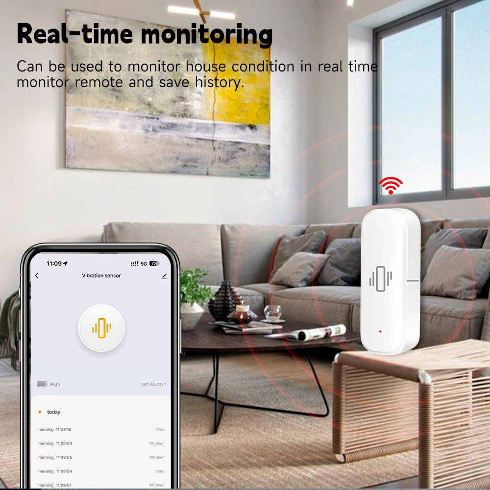 WiFi/Zigbee Smart Vibration Se - đánh giá và giá Home Security App