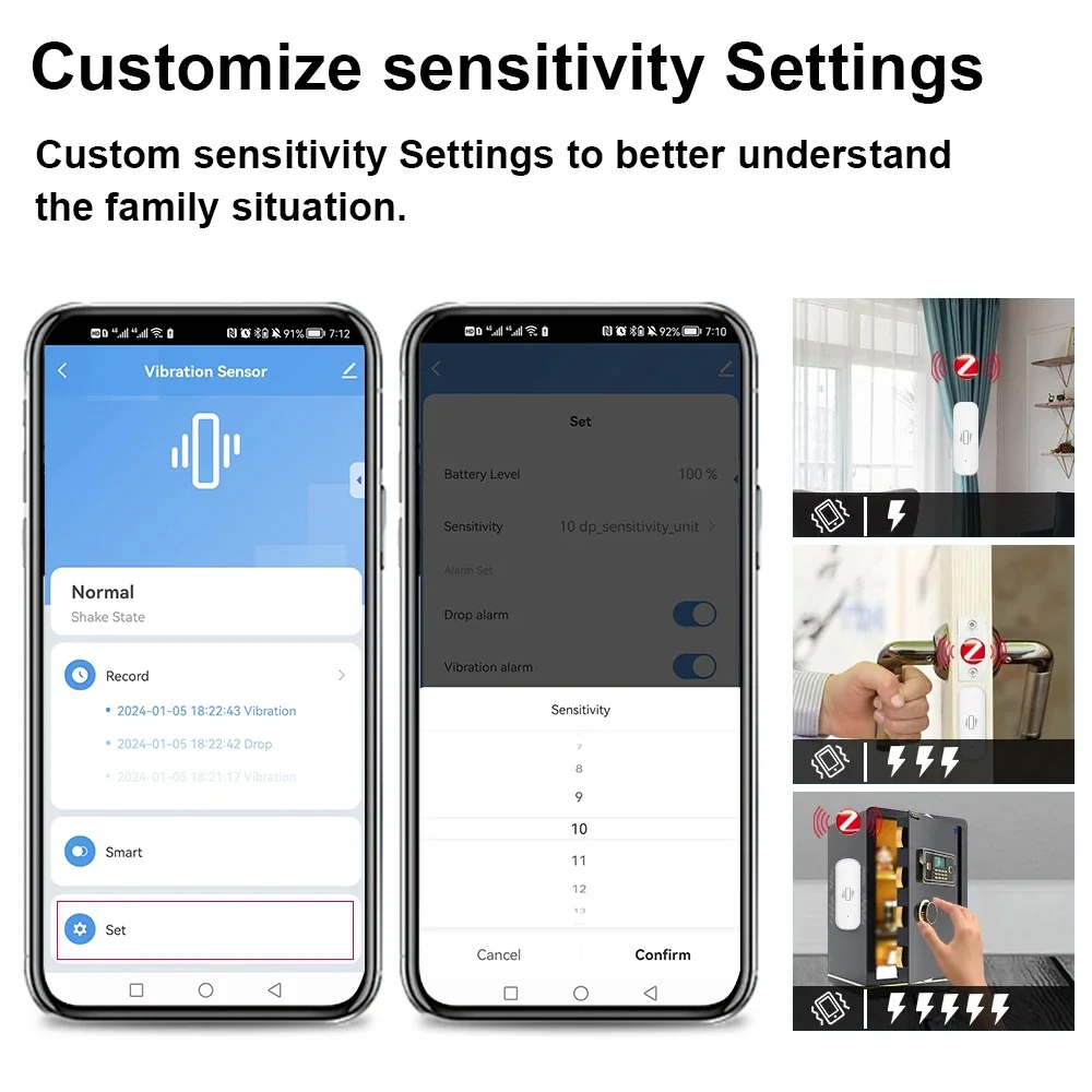 Smart ZigBee Vibration Sensor  - đánh giá và giá Home Security App