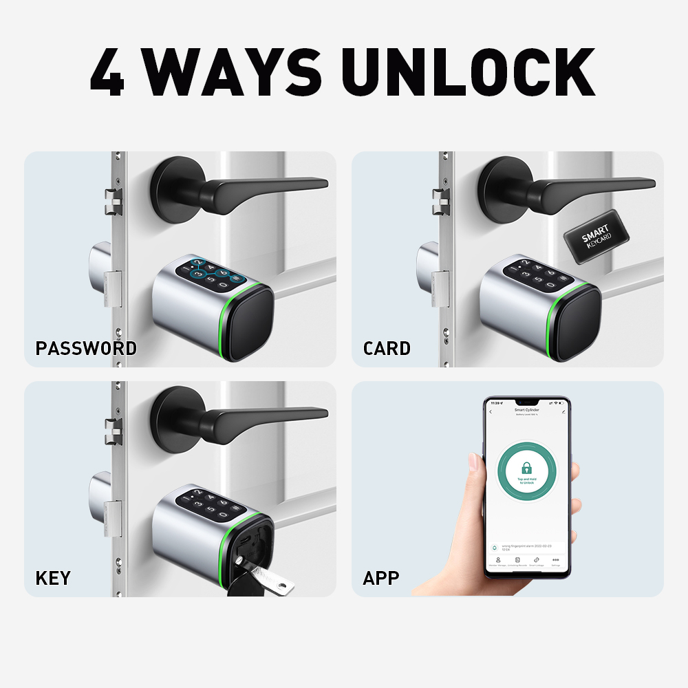 Smart Cylinder Lock Tuya 60-90 - đánh giá và giá Door Lock Smart Keypad