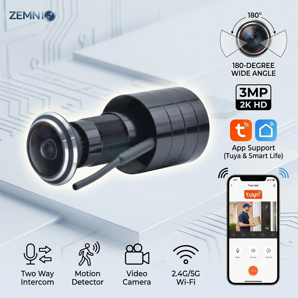 180° 3MP 2K Peephole Camera,5G - đánh giá và giá Home Security Front Door Camera